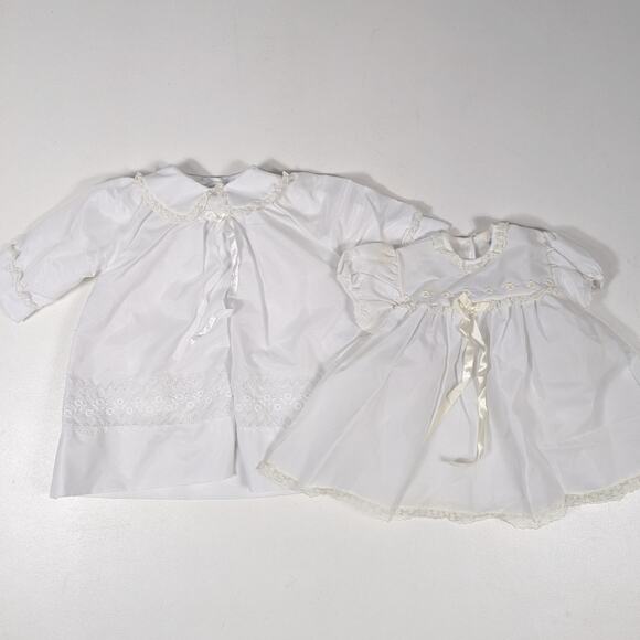 Vtg Madona Christening Dress Jacket Baby Girls Sz 6-12m White Wedding Foraml - Picture 1 of 7